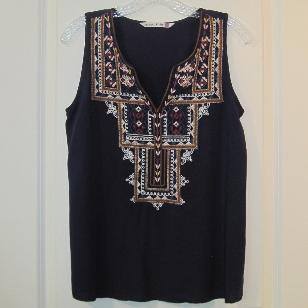 Given Kale Sleeveless Navy Top